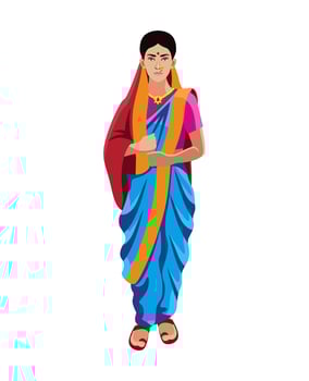 maharashtrian hindu women in traditional saree vector