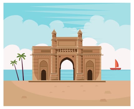 historic gateway of india with sea vector