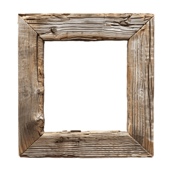 AI generated Vintage wooden frame, rustic home decor, empty antique photo border, minimalist design element for interior decoration png