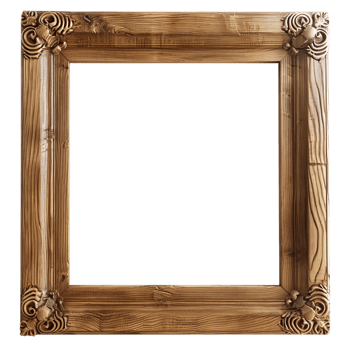 AI generated Vintage wooden picture frame with ornate carvings for art display and interior decoration, ideal for galleries and home decor png