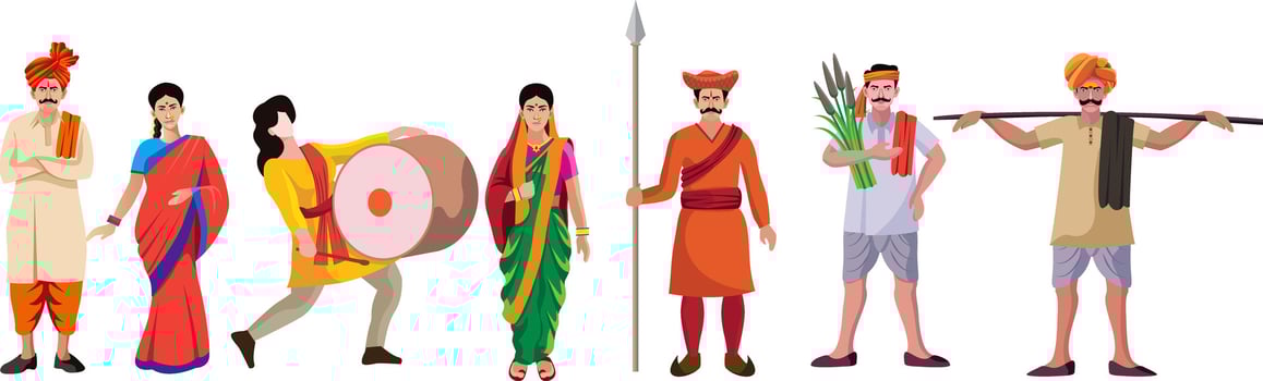 maharashtra traditional dress people vector