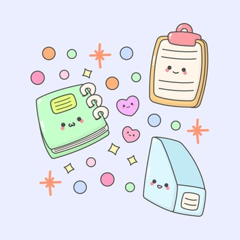 stationery book clipboard file holder with cute facial expressions and pastel colour vector