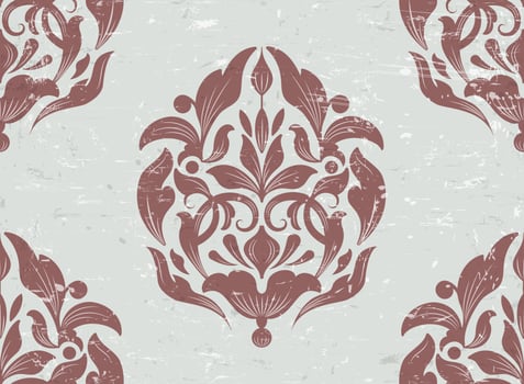 Classical luxury damask seamless pattern grunge background vector