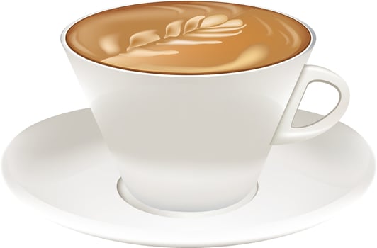 Latte art in white cup vector