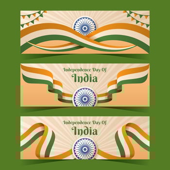 India Independence Day Banners with Tricolor Wavy Flag vector