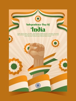 India Independence Day Poster with Tricolor Wavy Flag vector