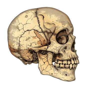 AI generated Sticker of a Human Skull On a Transparent Background - Ai Generated png