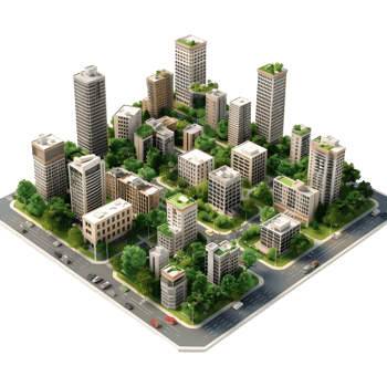 AI generated 3D Rendering of a Isometric Modern City on Transparent Background - Ai Generated png