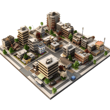 AI generated 3D Rendering of a Isometric Modern City on Transparent Background - Ai Generated png