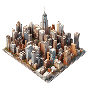 AI generated 3D Rendering of a Isometric Modern City on Transparent Background - Ai Generated png
