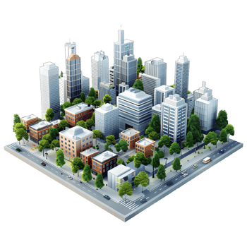 AI generated 3D Rendering of a Isometric Modern City on Transparent Background - Ai Generated png