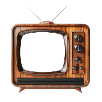 AI generated Wooden retro TV old style television isolate screen empty transparent background. png