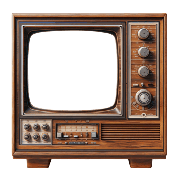 AI generated Wooden retro TV old style television isolate screen empty transparent background. png