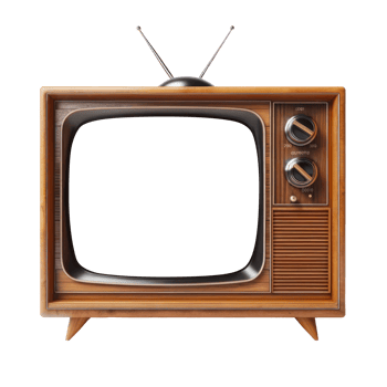 AI generated Wooden retro TV old style television isolate screen empty transparent background. png