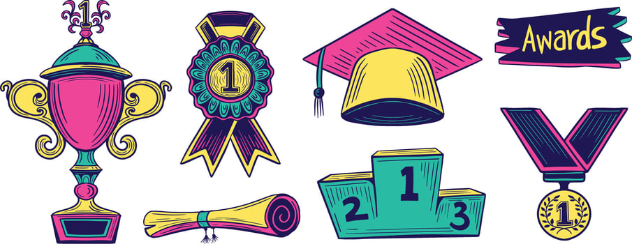 Award elements hand drawn illustrations vector