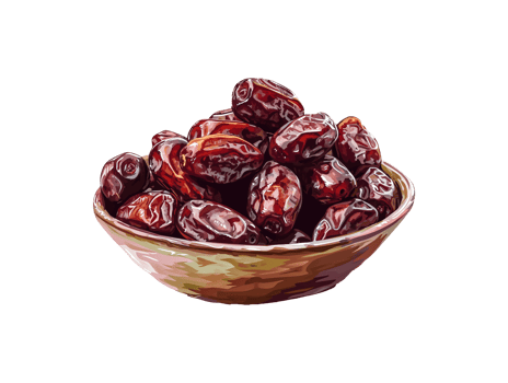 AI generated a bowl of date fruits png