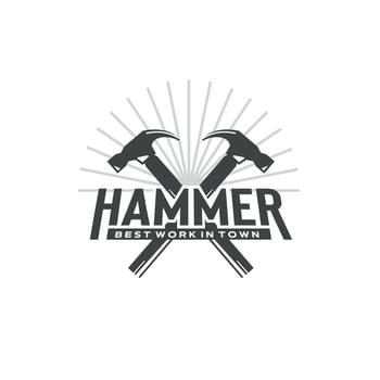 Vintage retro hipster cross hammer. logo Carpentry tools silhouette icons vector