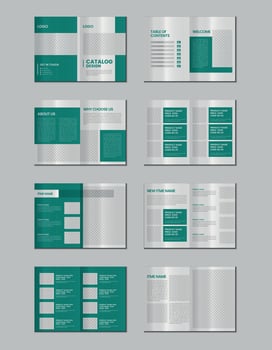 Furniture product catalogue design, multipage brochure catalog template design with mockup vector
