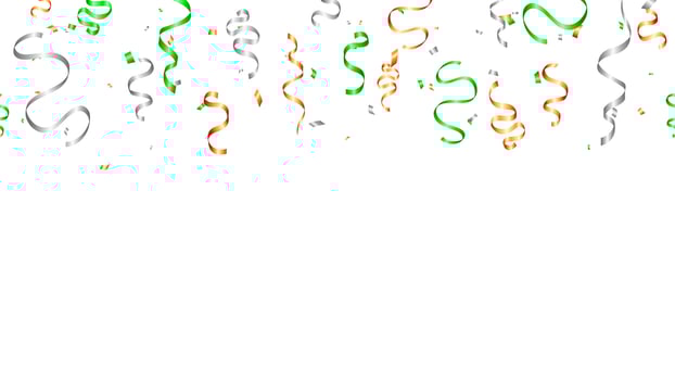 banner orange, green, silver colors ribbon and confetti with St. Patricks Day party invitation design vector