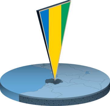 Gabon flag and map in isometry png