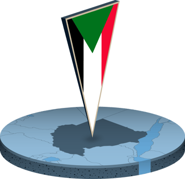 Sudan flag and map in isometry png