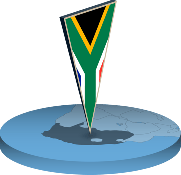 South Africa flag and map in isometry png