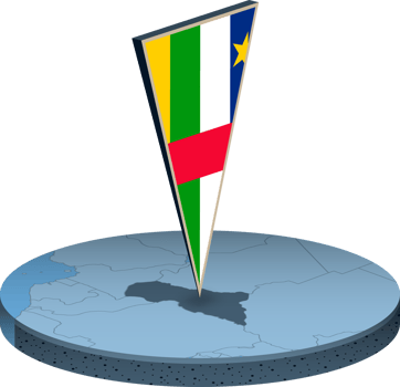 Central African Republic flag and map in isometry png
