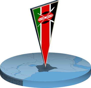 Kenya flag and map in isometry png