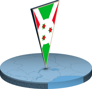 Burundi flag and map in isometry png