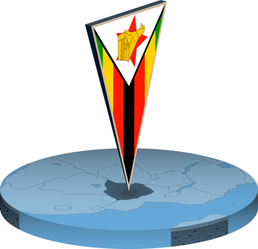 Zimbabwe flag and map in isometry png