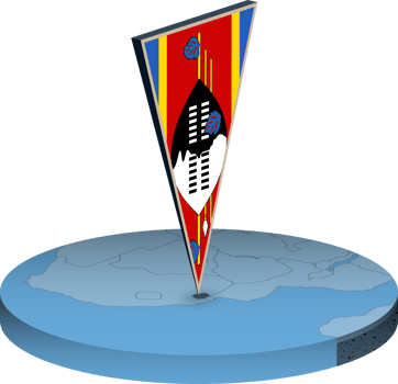 Swaziland flag and map in isometry png