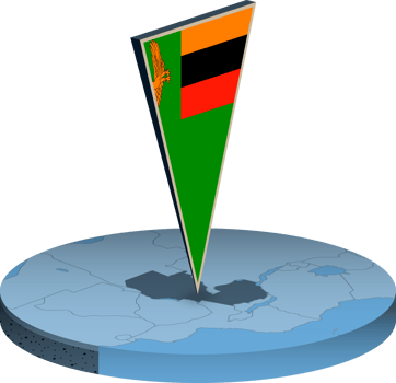 Zambia flag and map in isometry png