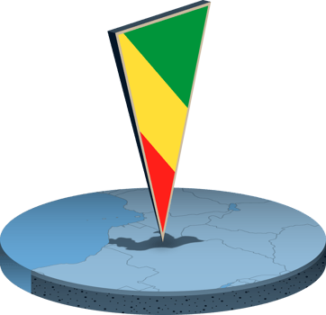 Congo flag and map in isometry png