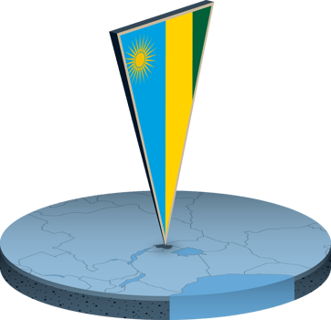 Rwanda flag and map in isometry png