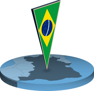 Brazil flag and map in isometry png