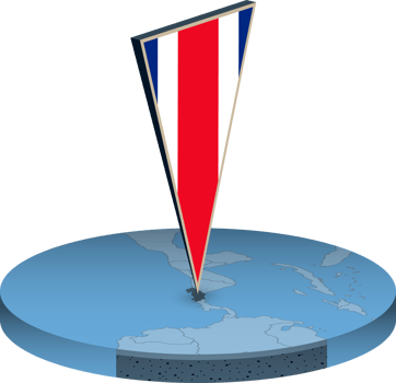 Costa Rica flag and map in isometry png