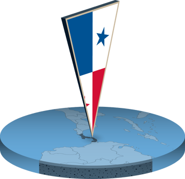 Panama flag and map in isometry png