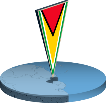 Guyana flag and map in isometry png