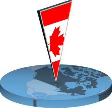 Canada flag and map in isometry png