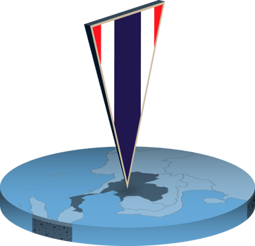 Thailand flag and map in isometry png