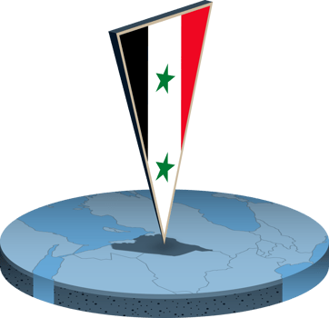Syria flag and map in isometry png