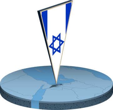 Israel flag and map in isometry png