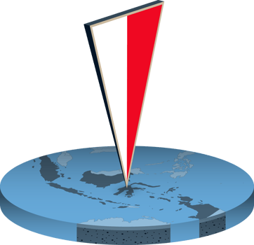 Indonesia flag and map in isometry png