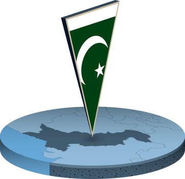Pakistan flag and map in isometry png