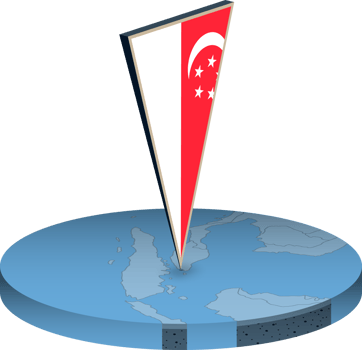 Singapore flag and map in isometry png