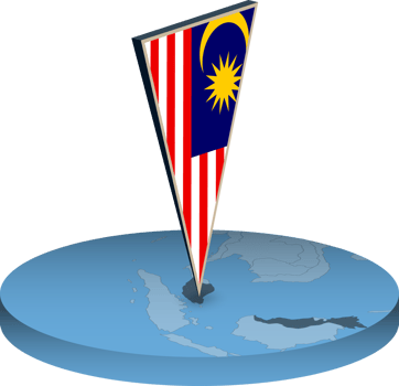 Malaysia flag and map in isometry png