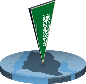 Saudi Arabia flag and map in isometry png