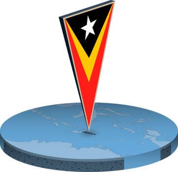 East Timor flag and map in isometry png