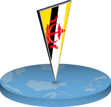 Brunei flag and map in isometry png