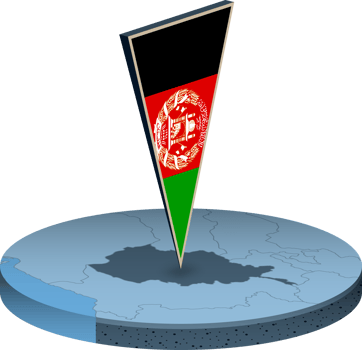 Afghanistan flag and map in isometry png
